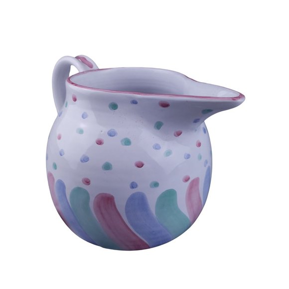 Mesa International Chenille 8 cup Pitcher Vintage Hand Painted Italy Blue Pink - Picture 6 of 8